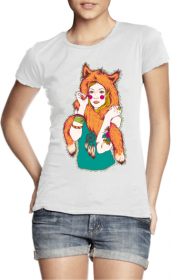 Девушка с мехом лисы